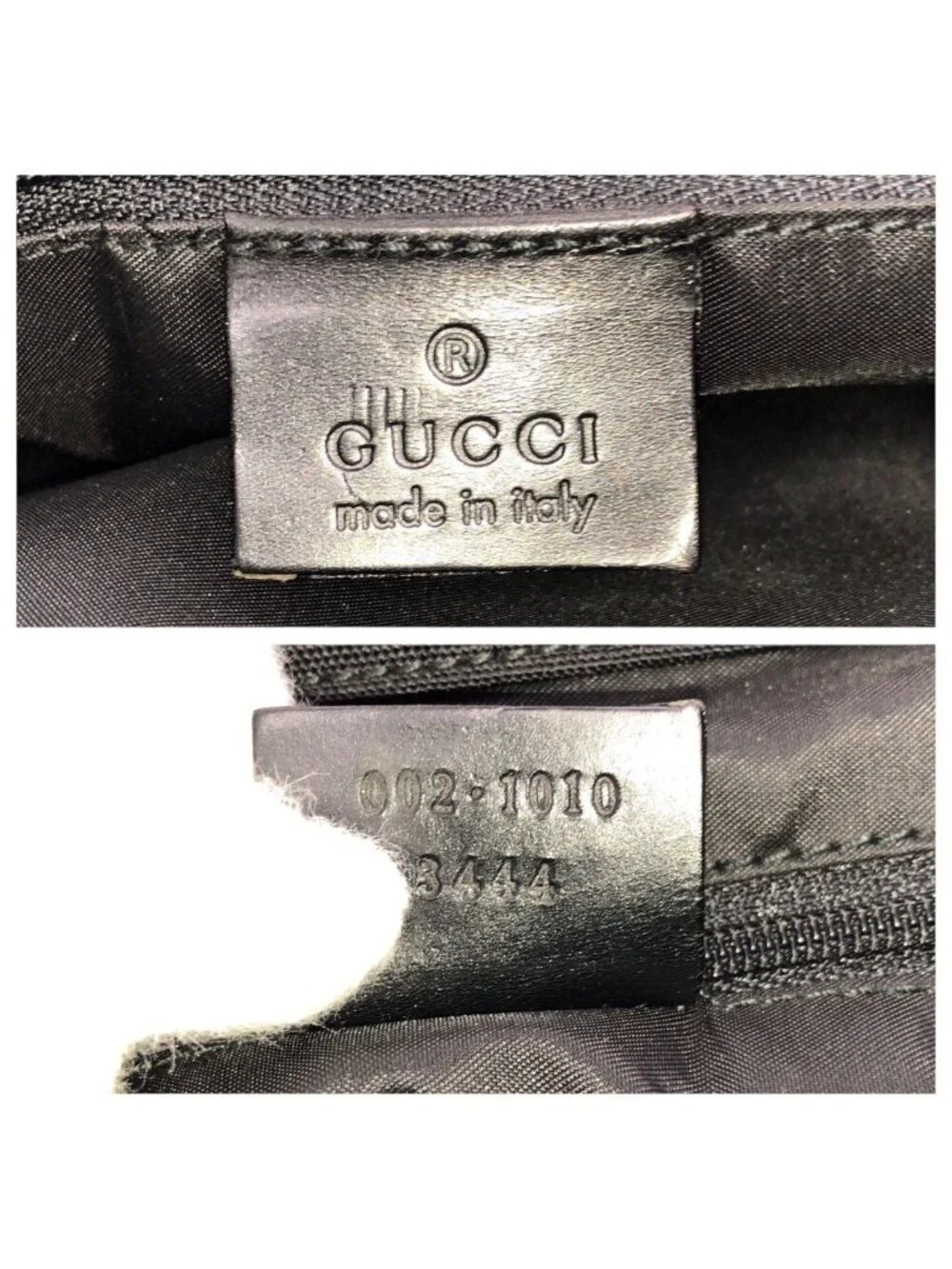 Gucci Bamboo Black Silver Nylon 002 Tote
